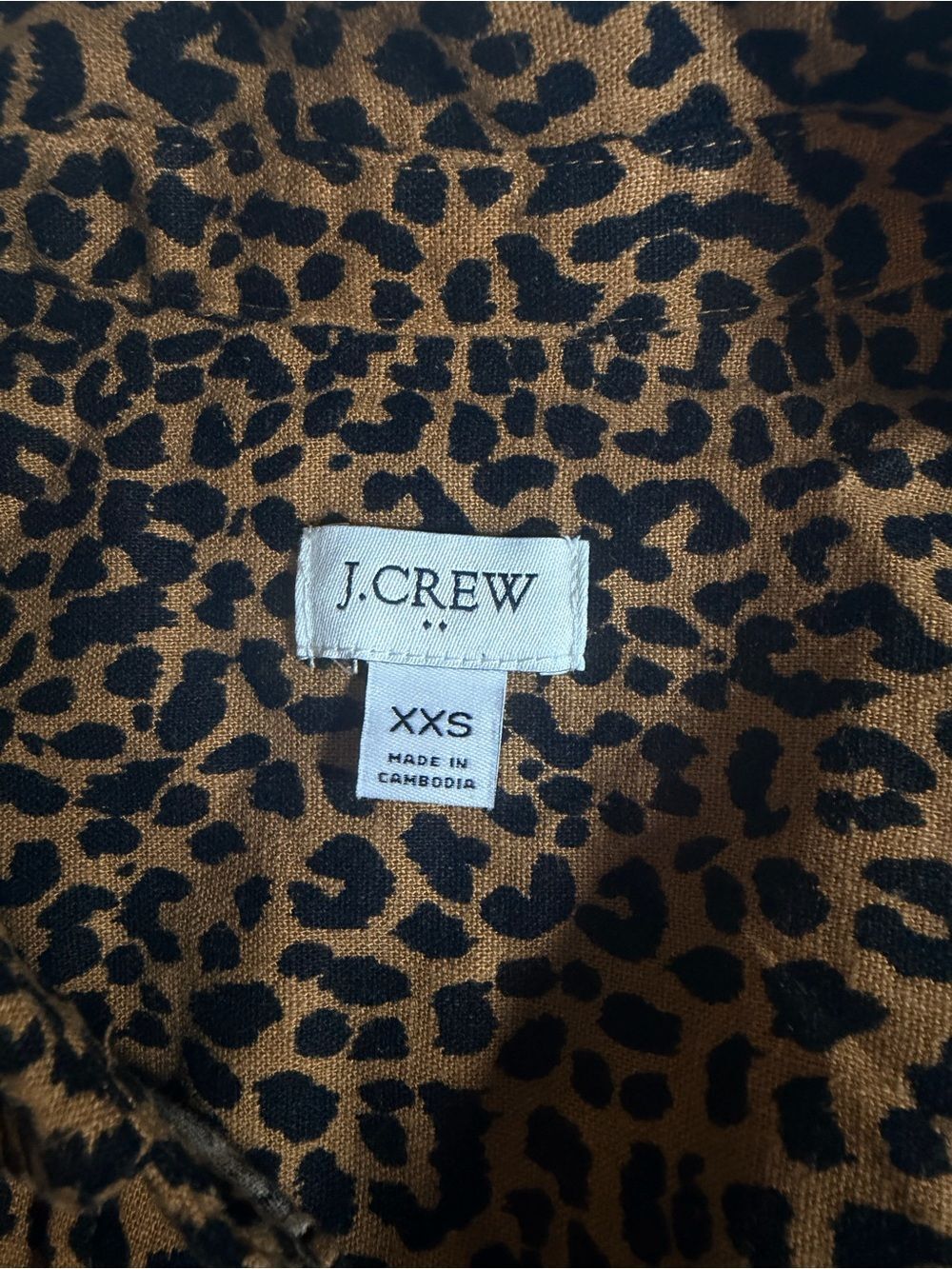J. Crew Leopard Linen Blend Belted Mini Shirt Dress XXS Button Up Cheetah - Picture 6 of 8